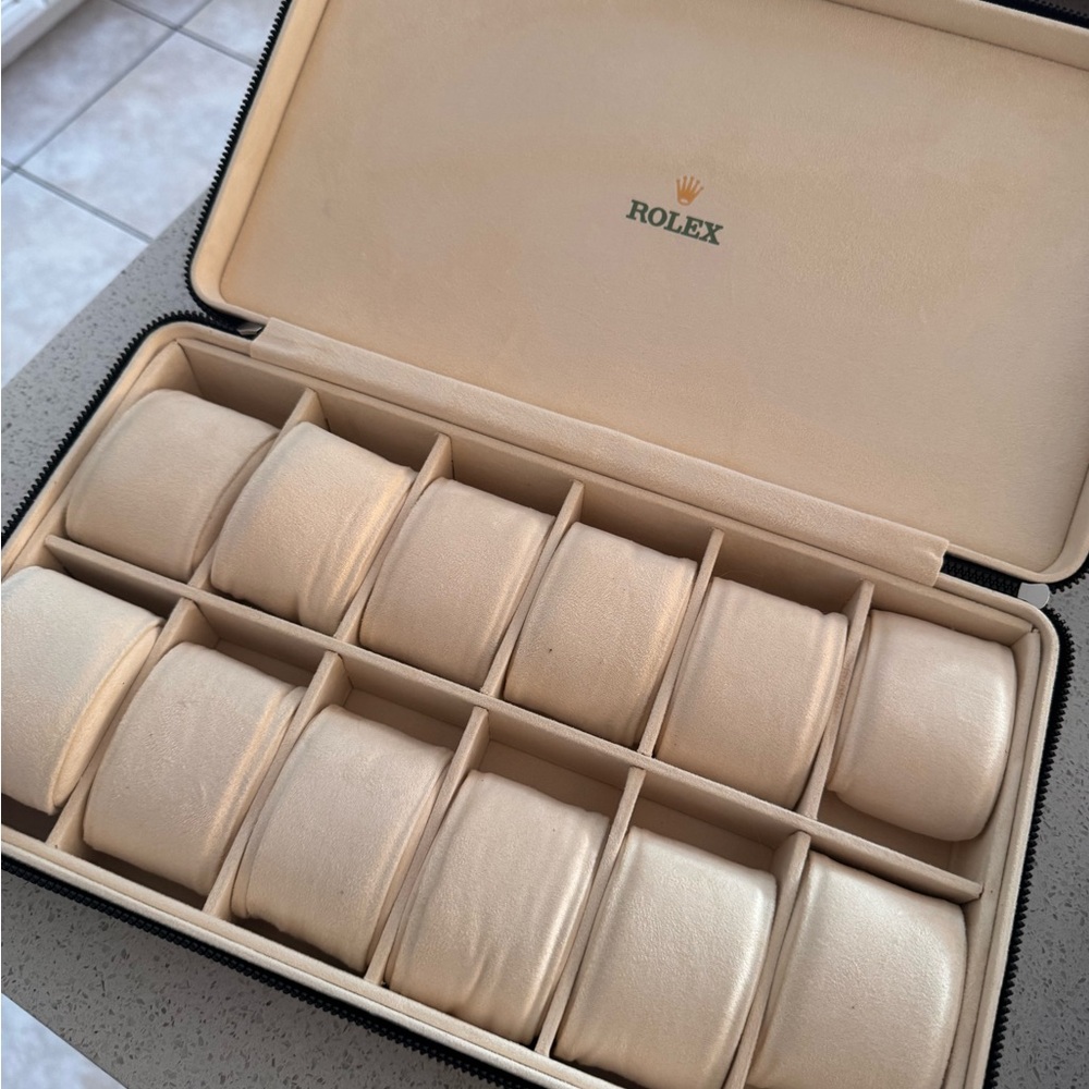 Rolex Dark Brown Leather Watch Storage Zippered Case - Picture 2 of 8